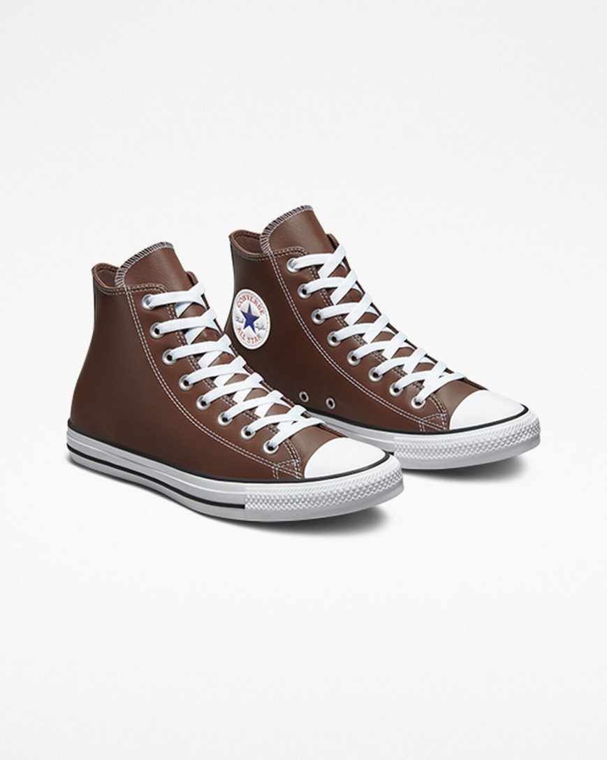 Zapatillas Altas Converse Chuck Taylor All Star Faux Cuero Hombre Blancas Negras | PE 4P70E2